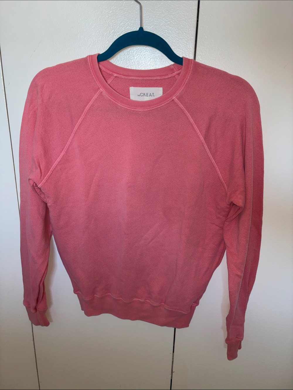 THE GREAT. Coral Pink Crewneck Sweater Size 1